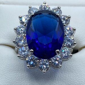 KJL Blue & Clear Glass Statement Ring